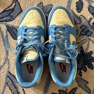 Nike Cream and Blue Dunks